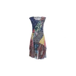Sukienki krótkie Desigual RASHA. Niebieskie sukienki damskie Desigual, s, bez wzorów, bez kołnierzyka, z krótkim rękawem, krótkie, mini. Za 439,00 zł.