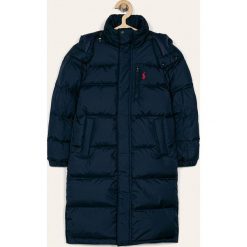 Polo Ralph Lauren - Kurtka puchowa dziecięca 128-176 cm. Niebieskie kurtki dziewczęce Polo Ralph Lauren, bez wzorów, z poliesteru, długie, z kapturem. W wyprzedaży za 699,90 zł.