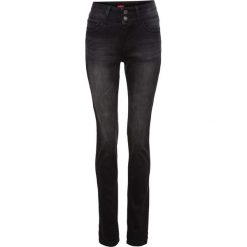 Dżins ze stretchem modelujące sylwetkę SLIM bonprix czarny. Czarne jeansy damskie bonprix, w paski, z jeansu. Za 179,99 zł.