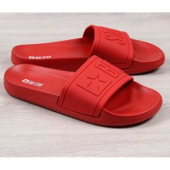 Klapki męskie plażowe gumowe czerwone Big Star DD174689 - czerwony. Czerwone klapki męskie BIG STAR, bez wzorów, z gumy. Za 49,99 zł.