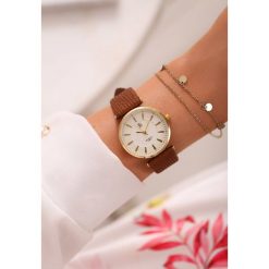 Zegarki damskie: Brązowo-Złoty Zegarek Classic Timer