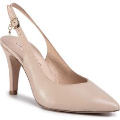 Sandały CAPRICE - 9-29602-24 Beige Perlato 433. Brązowe klapki damskie Caprice, z aplikacjami, ze skóry, bez obcasa, na obcasie. Za 249,00 zł.