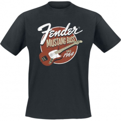 Fender Mustang Bass Since 1964 T-Shirt czarny. Czarne koszulki męskie Fender, xl, z nadrukiem, z okrągłym kołnierzem. Za 89,90 zł.