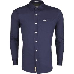 Koszula Pepe Jeans Brandon Deep Blue. Brązowe koszule męskie Pepe Jeans, m, z aplikacjami, z jeansu, bez kołnierzyka, z długim rękawem. Za 159,00 zł.