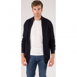 Kaszmirowy kardigan w kolorze granatowym. Niebieskie swetry rozpinane męskie marki Just Cashmere, m, z dzianiny, ze stójką. W wyprzedaży za 391,95 zł.
