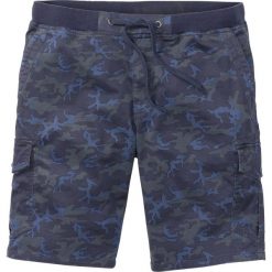 Bermudy bojówki ze ściągaczem Loose Fit bonprix niebieski z nadrukiem. Niebieskie spodenki i szorty męskie bonprix, m, z nadrukiem. Za 109,99 zł.