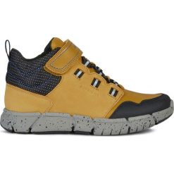 Geox - Buty dziecięce. Żółte trampki chłopięce Geox, bez wzorów, ze skóry, sportowe, bez zapięcia. W wyprzedaży za 299,90 zł.