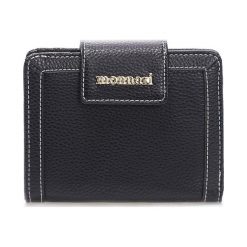 Portfel z przeszyciami 14cm x 10cm. Czarne portfele damskie marki Monnari, ze skóry. Za 64,50 zł.
