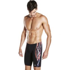 Kąpielówki męskie: Speedo Szorty pływackie męskie Placement Digital V Jammer Speedo Black/Hot Orange/Vita Grey roz. L (810851B451)
