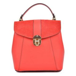 Plecaki damskie: Skórzany plecak w kolorze czerwonym – (S)22 x (W)22 x (G)12,5 cm