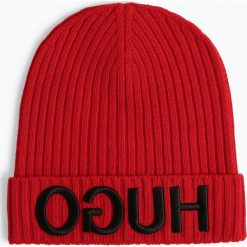 HUGO - Wełniana czapka – Unisex-X537, czerwony. Czerwone czapki damskie marki HUGO, z wełny. Za 249,99 zł.
