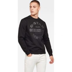 G-Star Raw - Bluza. Niebieskie bluzy męskie s, z nadrukiem, z elastanu, retro, z okrągłym kołnierzem. Za 369,90 zł.