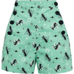 Bermudy damskie: Voodoo Vixen Flossy Mint Kitty Shorts Krótkie spodenki damskie zielony (Mint)