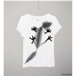 Gecko white T-shirt Woman. Białe t-shirty damskie Pakamera, bez wzorów, z wiskozy, klasyczne, z klasycznym kołnierzykiem. Za 129,00 zł.