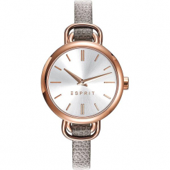 Zegarek kwarcowy w kolorze szaro-srebrno-różowozłotym. Szare, analogowe zegarki damskie Esprit Watches, ze stali. W wyprzedaży za 272,95 zł.