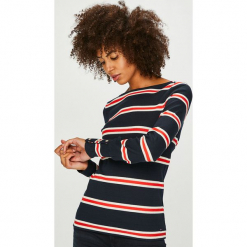 Tommy Hilfiger - Bluzka. Szare bluzki asymetryczne TOMMY HILFIGER, s, z bawełny, casualowe, z okrągłym kołnierzem. Za 249,90 zł.