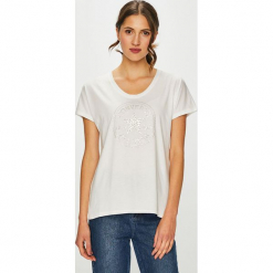 Converse - T-shirt. Szare t-shirty damskie Converse, m, z nadrukiem, z bawełny, z okrągłym kołnierzem. Za 129,90 zł.