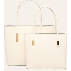 Answear - Torebka (2 pack). Białe torby damskie na zakupy ANSWEAR, bez wzorów, ze skóry ekologicznej, na ramię, duże, bez dodatków. W wyprzedaży za 89,90 zł.