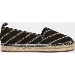 Karl Lagerfeld - Espadryle. Zielone espadryle damskie KARL LAGERFELD, bez wzorów, ze skóry, bez obcasa. W wyprzedaży za 399,90 zł.