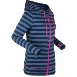 Bluza rozpinana z polaru, długi rękaw bonprix kobaltowo-indygo w paski. Niebieskie bluzy damskie bonprix, w paski, z polaru, z długim rękawem, długie, bez kaptura. Za 109,99 zł.