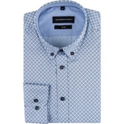 Koszula SIMONE slim KDWS000512. Niebieskie koszule męskie Giacomo Conti, m, bez wzorów, z bawełny, button down, bez rękawów. Za 199,00 zł.