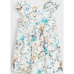 Mango Kids - Sukienka dziecięca Sofia 80-104 cm. Białe sukienki dziewczęce Mango Kids, w kwiaty, z bawełny, bez rękawów, mini, rozkloszowane. W wyprzedaży za 79,90 zł.