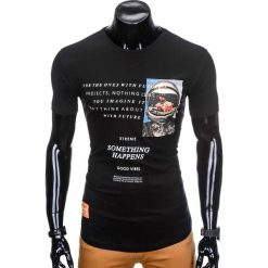 T-shirt męski z nadrukiem S929 - czarny. Czarne t-shirty męskie Ombre Clothing, s, z nadrukiem, bez kołnierzyka. Za 19,99 zł.