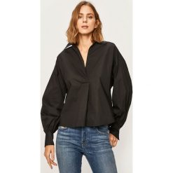 Pinko - Bluzka. Czarne bluzki damskie Pinko, z aplikacjami, z elastanu, z włoskim kołnierzykiem, z długim rękawem. Za 779,90 zł.