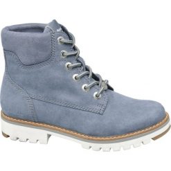Trapery damskie Bench niebieskie. Niebieskie botki damskie marki Bench, z jeansu, sportowe, bez obcasa, na obcasie, na sznurówki. Za 199,90 zł.