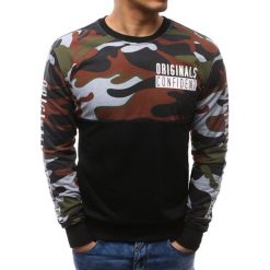 Bluzy męskie: Bluza męska z nadrukiem camo czarna (bx3473)