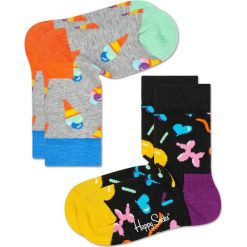 Happy Socks - Skarpetki dziecięce 15-34 (2-pak). Szare skarpetki dziewczęce marki Happy Socks, bez wzorów, z elastanu. Za 39,90 zł.