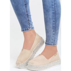 Beżowe Espadryle Orange Candy. Brązowe tomsy damskie Born2be, z materiału, na obcasie. Za 39,99 zł.