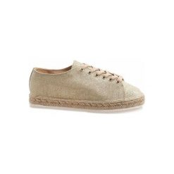 Żółte Złote espadryle sznurowane 831-1. Żółte espadryle damskie ButyModne, z aplikacjami, bez obcasa. Za 74,49 zł.