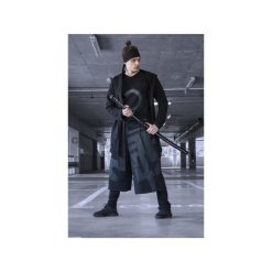Spodnie KIOTO z ciemno-szarym nadrukiem. Czarne spodnie damskie Pikiel, s, z tkaniny, z obniżonym stanem. Za 370,00 zł.