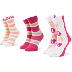 Zestaw 3 par wysokich skarpet unisex TOMMY HILFIGER - 320411001 Pink Lady 026. Różowe skarpetki damskie z elastanu. Za 59,00 zł.