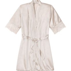 Szlafrok kimono bonprix beżowy. Brązowe szlafroki damskie bonprix, bez wzorów, z satyny, bez rękawów, bez kaptura. Za 99,99 zł.