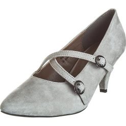 Buty ślubne damskie: Skórzane czółenka w kolorze szarym