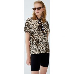 Koszulka w panterkę. Szare t-shirty damskie marki Pull&Bear, z motywem zwierzęcym. Za 29,90 zł.