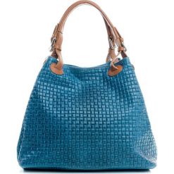 Torebki klasyczne damskie: Skórzana torebka w kolorze niebieskim – 35 x 28 x 17 cm