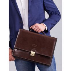 Teczka męska aktówka skórzana Rovicky AWR-2 brąz - ciemny brązowy. Pomarańczowe aktówki męskie . Za 359,99 zł.