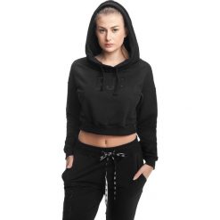Bluza z kapturem Sensation. Czarne bluzy damskie FJ!, m, z haftami, z elastanu, bez rękawów, z kapturem. W wyprzedaży za 212,51 zł.