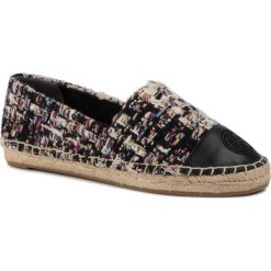 Espadryle TORY BURCH - Striped Tweed 60516 Perfect Black 982. Czarne espadryle damskie Tory Burch, bez wzorów, ze skóry, bez obcasa, na płaskiej podeszwie, bez zapięcia. W wyprzedaży za 659,00 zł.
