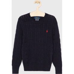 Polo Ralph Lauren - Sweter dziecięcy 134-176 cm. Niebieskie swetry chłopięce Polo Ralph Lauren, bez wzorów, z bawełny, z okrągłym kołnierzem. W wyprzedaży za 299,90 zł.