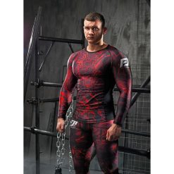 Rashguard długi rękaw BROKEN GLASS - Red. Czerwone koszulki męskie FJ!, m, z nadrukiem, z elastanu, bez kołnierzyka, z długim rękawem, długie. W wyprzedaży za 156,75 zł.
