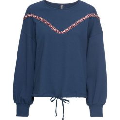 Bluza z bordiurą bonprix głęboki niebieski. Bluzy damskie bonprix. Za 44,99 zł.