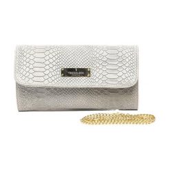 Kopertówki damskie: Skórzana kopertówka w kolorze szarym – (S)26 x (W)15 cm