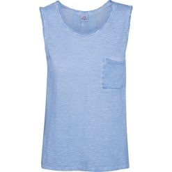 Top DEHA EASY. Niebieskie topy damskie Deha, bez wzorów, z bawełny, eleganckie, bez kołnierzyka. W wyprzedaży za 99,00 zł.