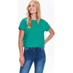 T-SHIRT W MODNYM KOLORZE, Z OZDOBNYMI PLECAMI. Szare t-shirty damskie Top Secret. Za 29,99 zł.