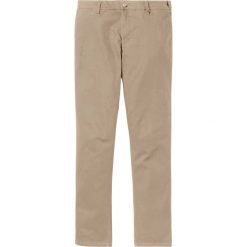 Spodnie chino z wygodnym paskiem bonprix beżowy. Brązowe spodnie męskie bonprix, m, bez wzorów. Za 89,99 zł.