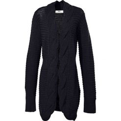 Sweter bez zapięcia bonprix czarny. Czarne swetry damskie marki bonprix, bez wzorów, ze splotem, bez rękawów, bez kaptura. Za 109,99 zł.